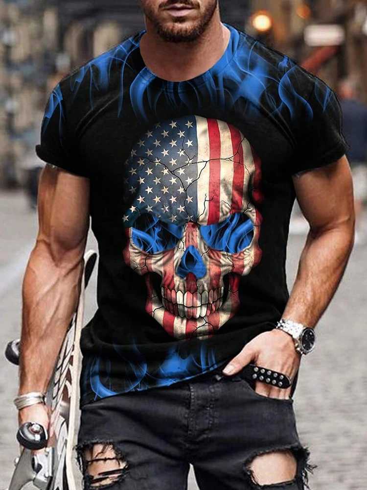 American Flag Print Mens T-shirt Summer Everyday Casual Mens T-shirt Outdoor Sports Short-sleeved Top Fashion Street Mens TeeXJ250117