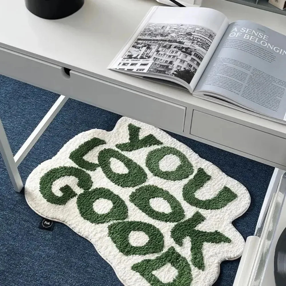 Simple Home Decor You Look Good Faux Cashmere Carpet Non-slip Bottom Bedroom Study Small Carpet Washable 250115