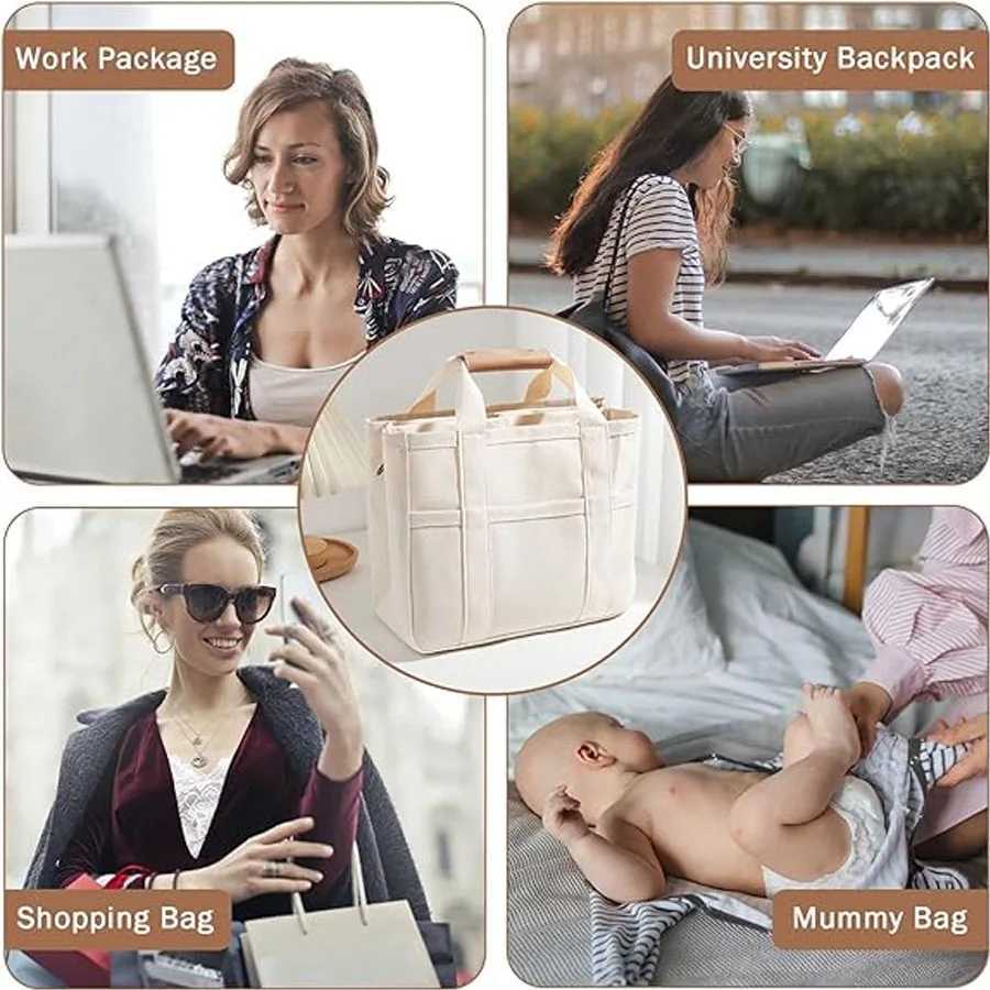 Womens Fashion Canvas Handbags Baby Care Diaper Bags Mom Shoulder Bag Large Capaci Feeding Bottle Storage Mummy Crossbody BagXJ250117