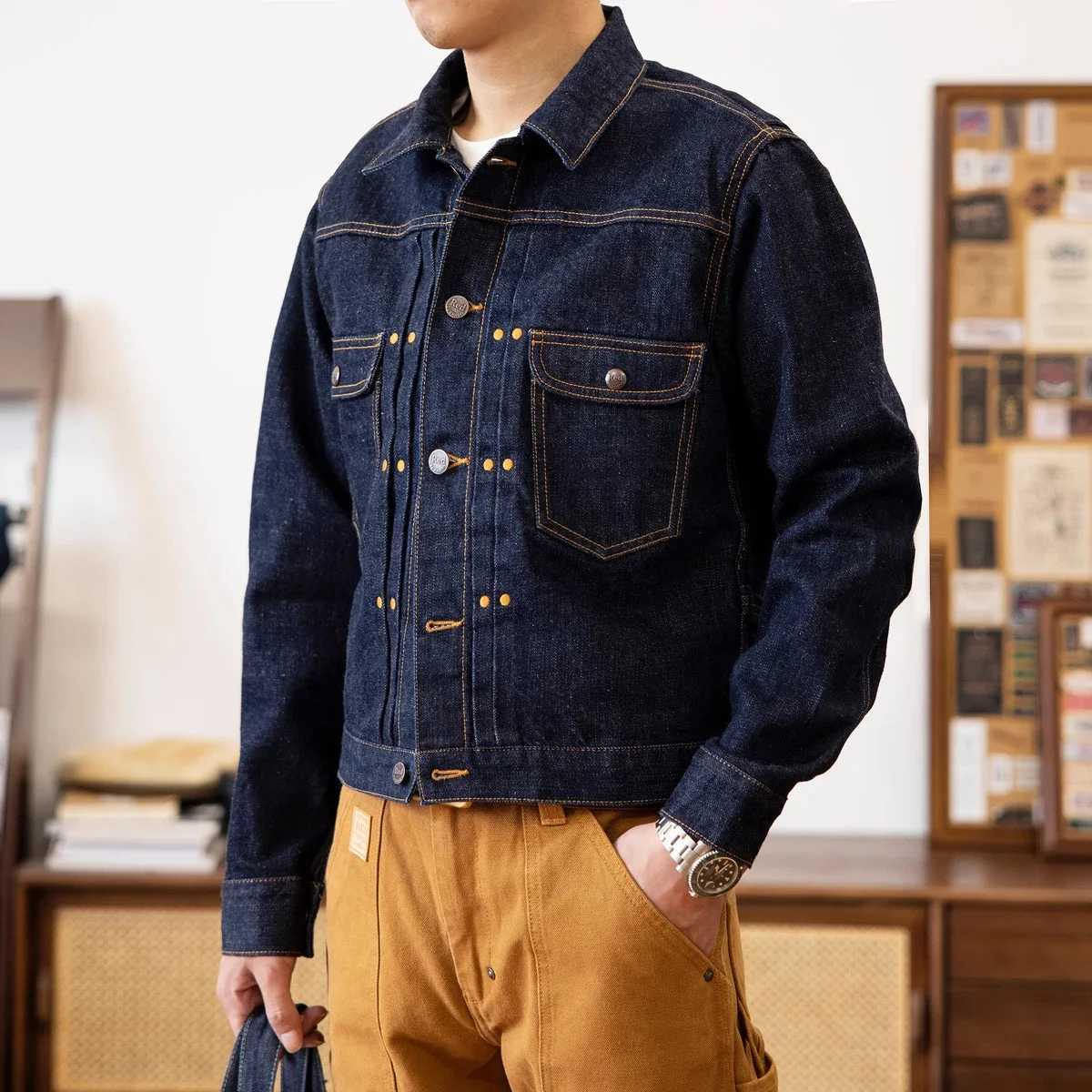 Red Tornado MJ Selvedge denim jacket for men rugged and unlined Western style denim jacket W250116