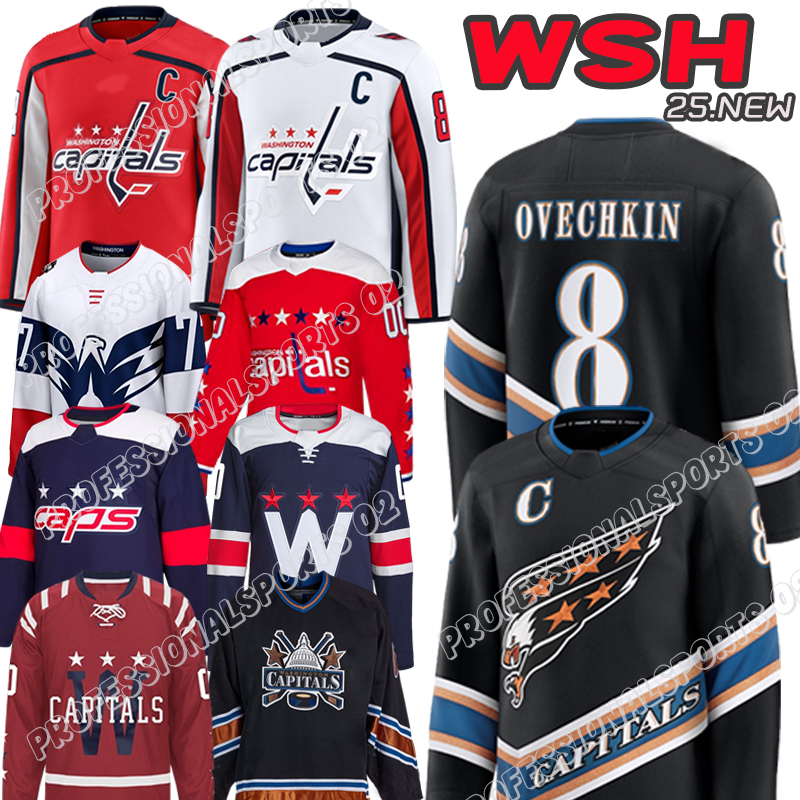 Capitals Jersey #8 Alex Ovechkin Jersey Strome Tom Wilsons Jersey Pierre-Luc Dubois Dylann Stromees T.J. Oshie Aliaksei Protas Jakob Chychrun Hockey Jerseys