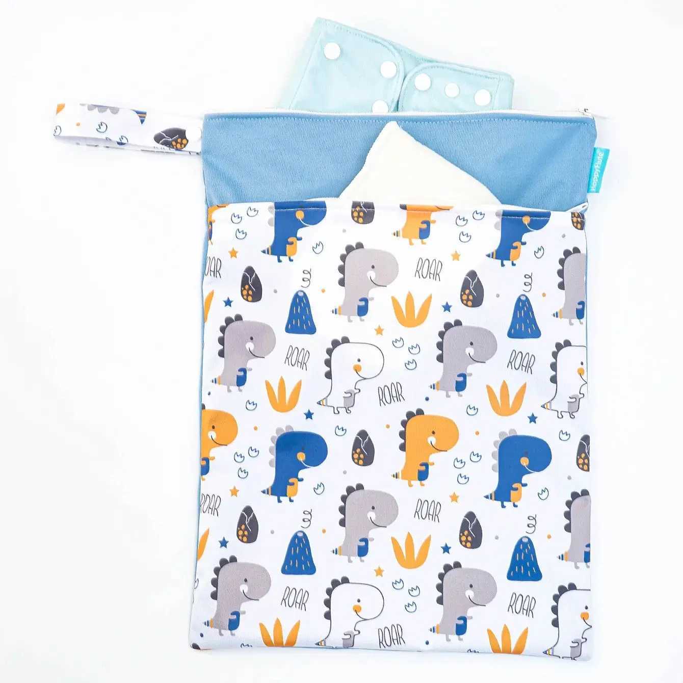 HappyFlute Printed 30*40CM Wetbag 2pocket With Handle Reusable Waterproof Prints Wet Dry Diaper BagXJ250117