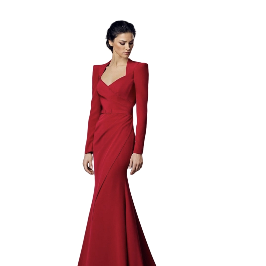 Simple Red Satin Long Mother Of The Bride Dresses Long Sleeves Elegant Wedding Guest Dress Women Formal Party Wear 2025 Prom Evening Gowns