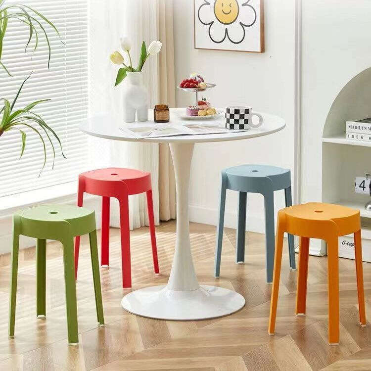 0152 Thick plastic household round simple stool that can be stacked, windmill rubber stool, dining table, high chair