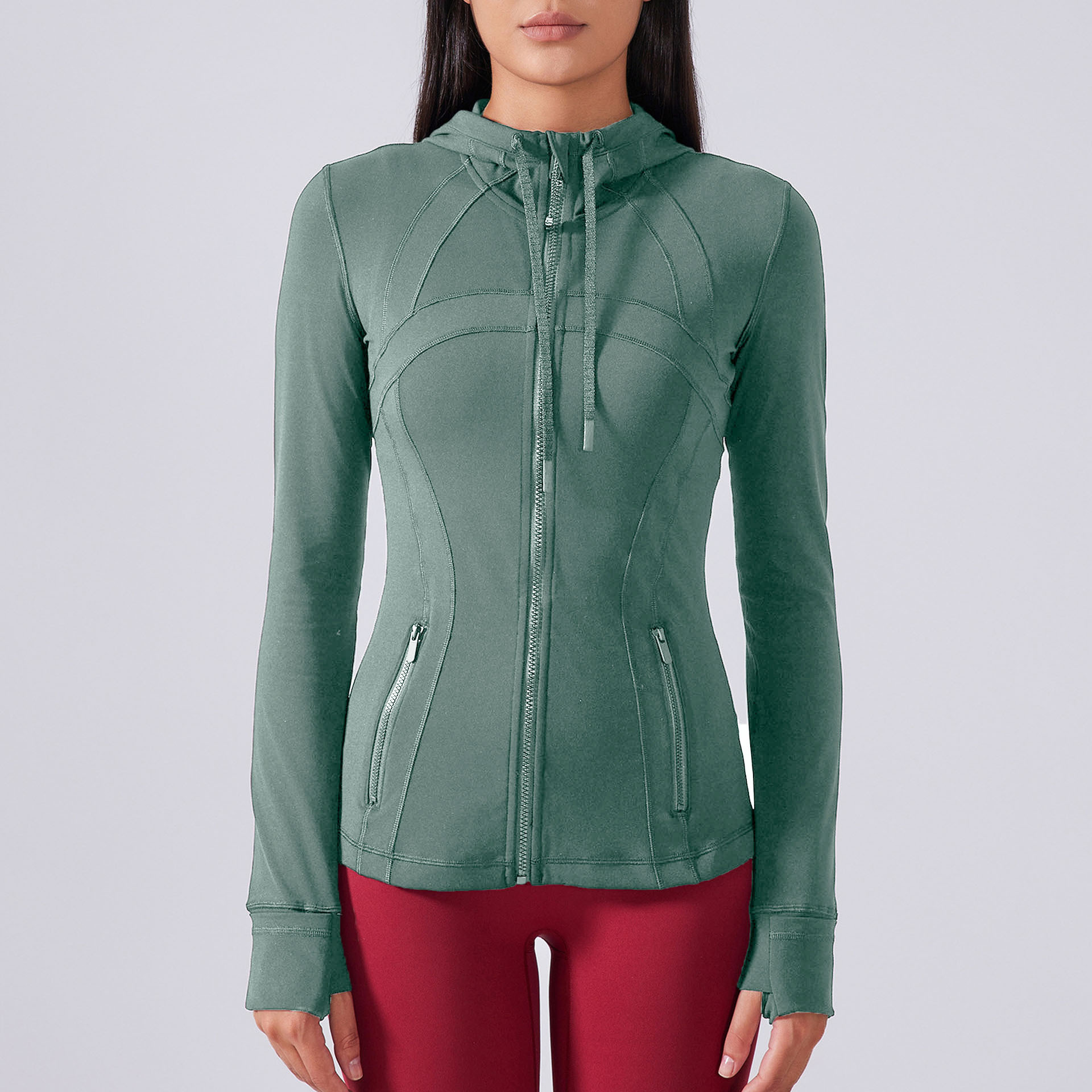 French style women's outdoor sports high-quality hooded jacket new versatile simple slim fit quick drying casual yoga fitness suit top