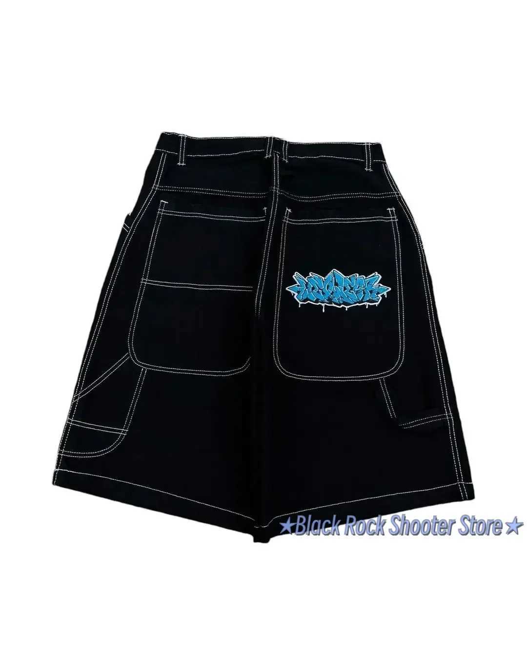 Hip Hop Wexwear Letter Embroidery Graphic Shorts Harajuku Streetwear Y2k Black Jeans Denim Baggy Gym Skate Shorts Men ClothingXJ250117