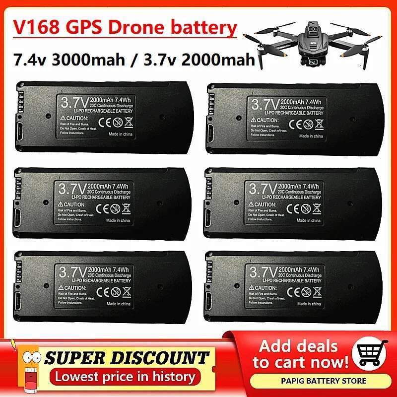 Original Pro Max GPS 7.4V 3000mAh Dron 3.7V 2000mAh For V168 RC Quadcopter Spare Battery Parts Accessories