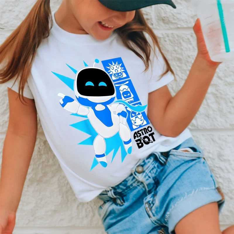 New Astro Bot T-shirt Kids Cute Cartoon Figure Graphic T Shirt Boys Girls Casual Short Sleeve Tops Creative Robot Fashion Shirt M250116