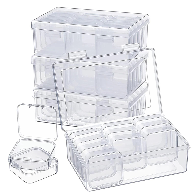 12 Small Square Box Storage Combination Accessories Removable Transparent Pill Craft Diamond Picture Storage Box