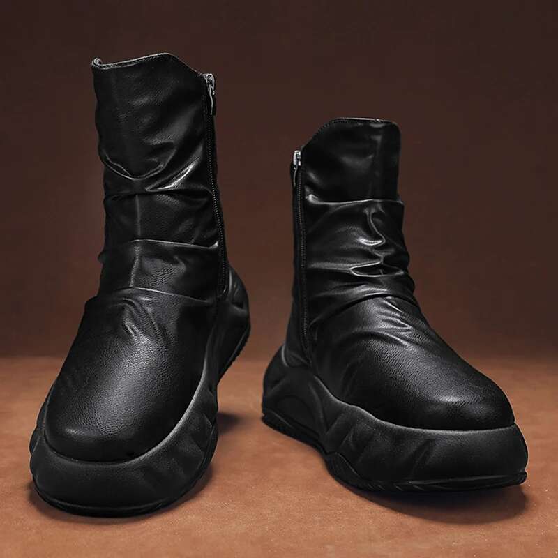 CYYTL Boots Winter Casual Mens Shoes Ankle Leather Cowboy Combat Tactical Hiking Outdoor Designer Tennis Sneakers
