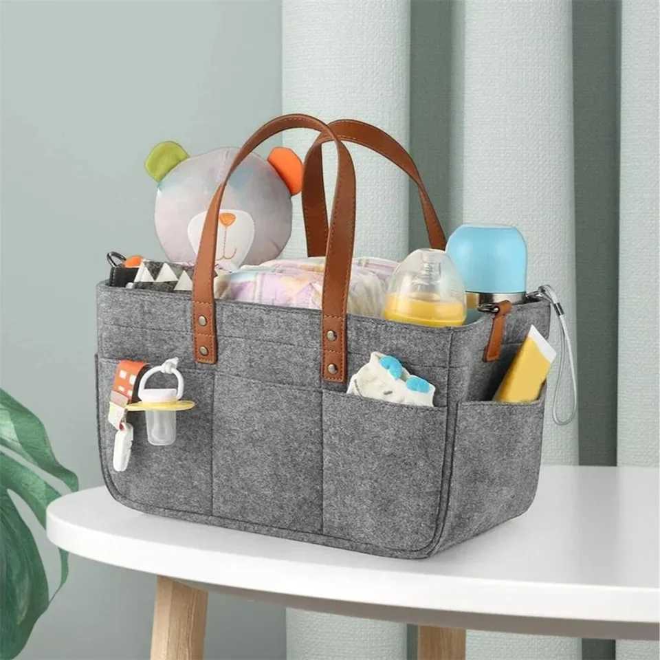 Lightweight Multifunctional Materni Bag Travel Childrens Clothes Storage Basket Foldable Felt Shopping Bag Diaper BagXJ250117