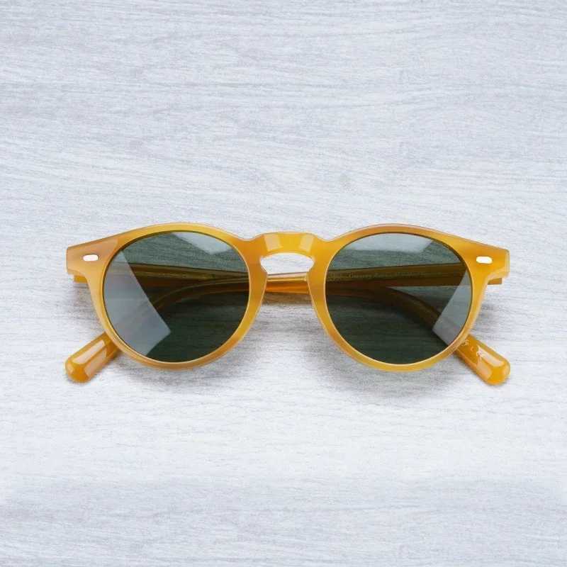Gregory Peck Vintage Designer Sunglasses for Women OV5186 2023 Transparent Acetate Retro Round Polarized Sun Glasses Men W250116
