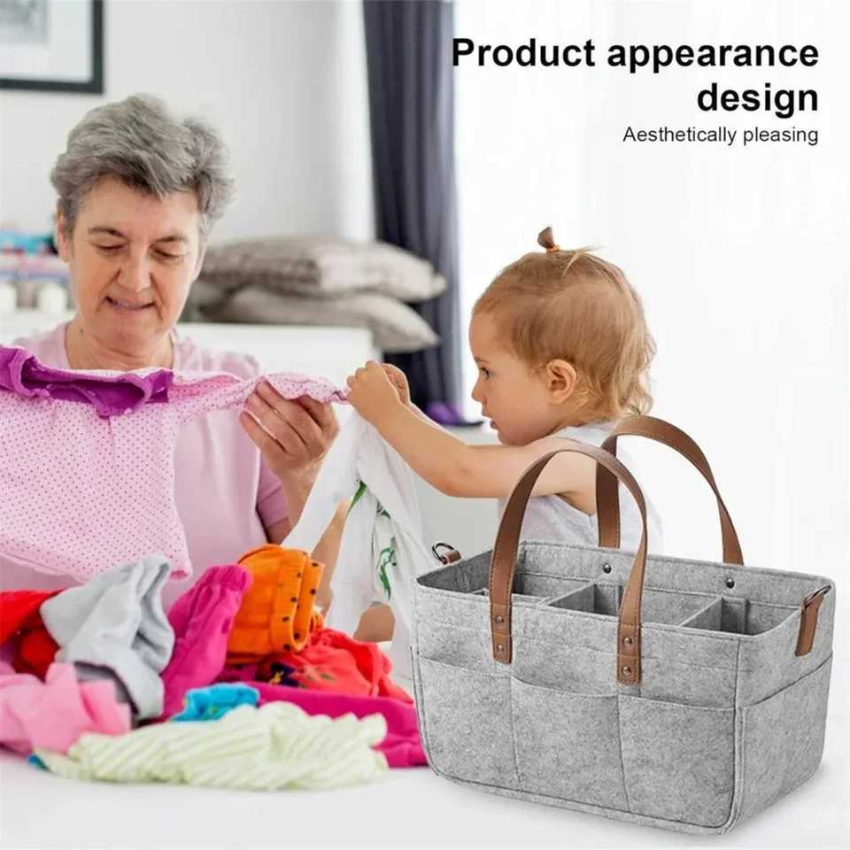 Lightweight Multifunctional Materni Bag Travel Childrens Clothes Storage Basket Foldable Felt Shopping Bag Diaper BagXJ250117