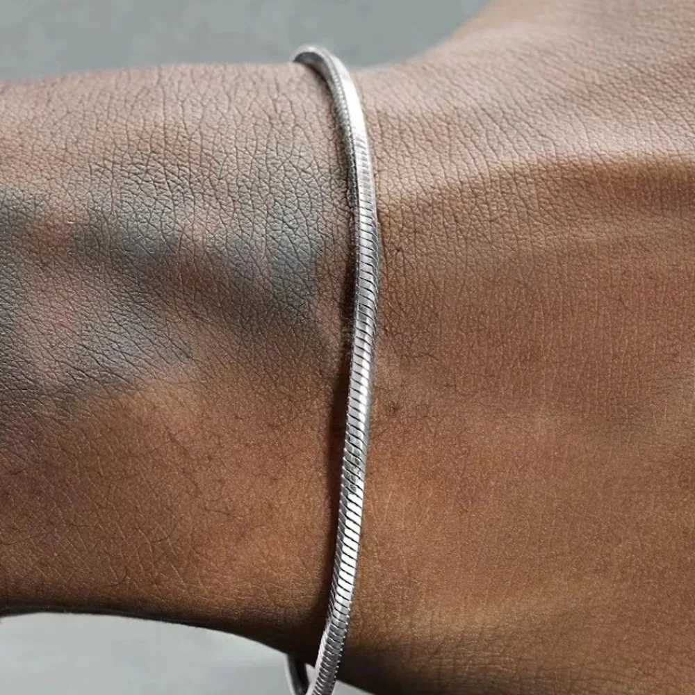 925 sterling silver 3MM 16-23cm Simple Snake Chain Bracelet Men Hip Hop For Women Fashion Charm Punk Party Jewelry Wholesale W250116