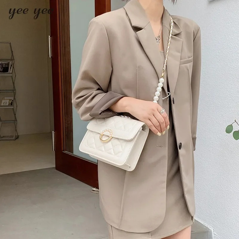 Women Pu Leather Trend Crossbody Bag Fashionable Diamond Grid Small Shoulder Bag White Black Travel Crossbody Bags 250114