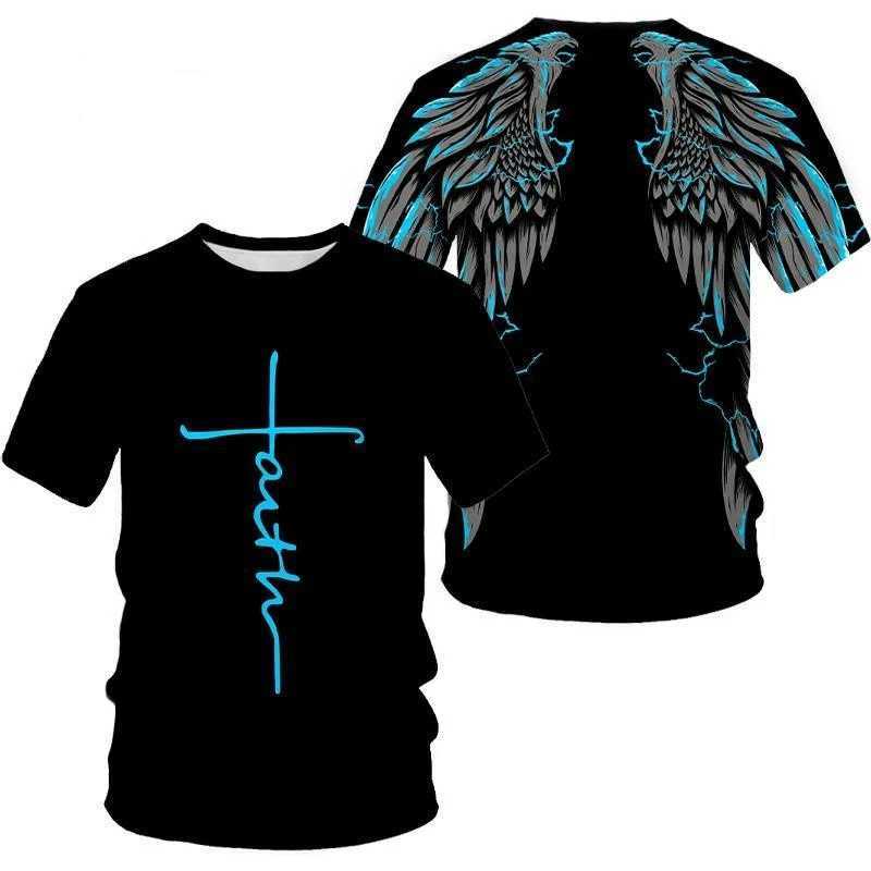 Angel Wings Cross 3D Printed T Shirt Men Women Fashion Cool and Fun Short Sleeve T ShirtXJ250117