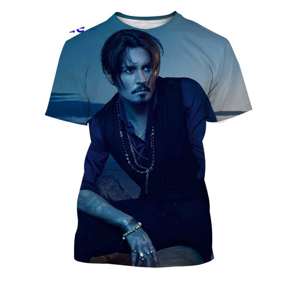 New fashion celebrity star Johnny Depp 3D printing T-shirt personality actor round neck casual shirt unisex hip-hop street styleXJ250117