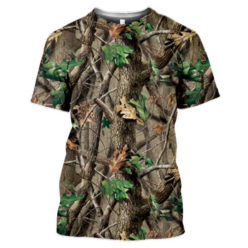 2022 New Outdoor Hunting Camouflage T-shirt Men 3d Print Summer Cool Military Tops Sport Camo Camp Gym TeesXJ250117