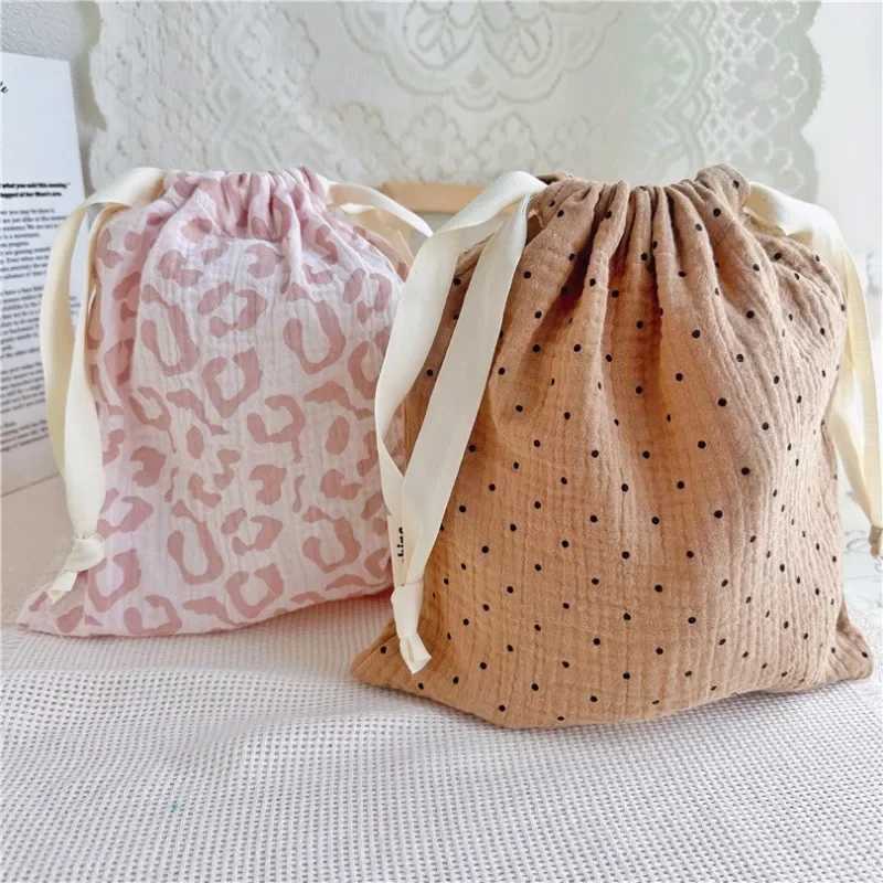 Natural Cotton Mommy Storage Bags Outdoor Baby Diaper Carrier Cute Sunshine Rainbow Printing Drstring PouchesXJ250117