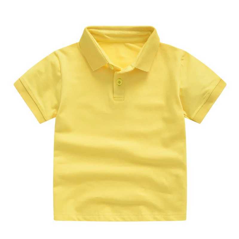 Solid Color Boys Girls Summer T-shirts Quality Cotton Uniform Polo Kids Tops Tees Fashion Childrens Clothes M250116