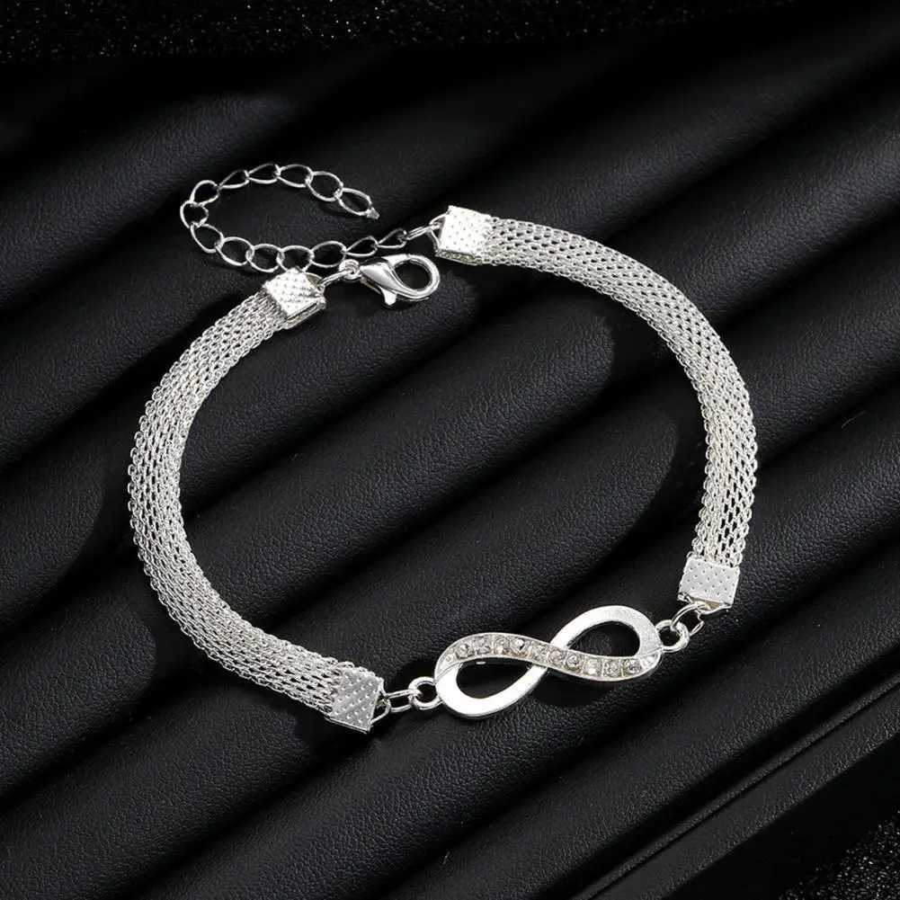 3 Pcs Women Bracelets Rhinestone Decor Hollow Infinite Symbol Heart Stackable Wrist Jewelry La Prom Party Wedding Bangle SetXJ250117