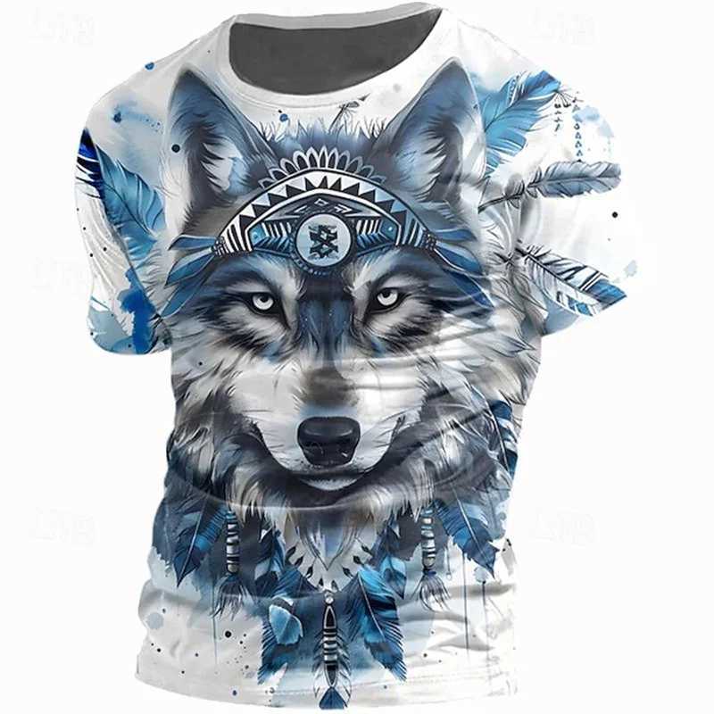 Animal Mens Printed T Shirt 3D Lion Pattern Summer Loose Plus Size Short Sleeve Street Round Neck Comfortable Mens Tops 6XlXJ250117