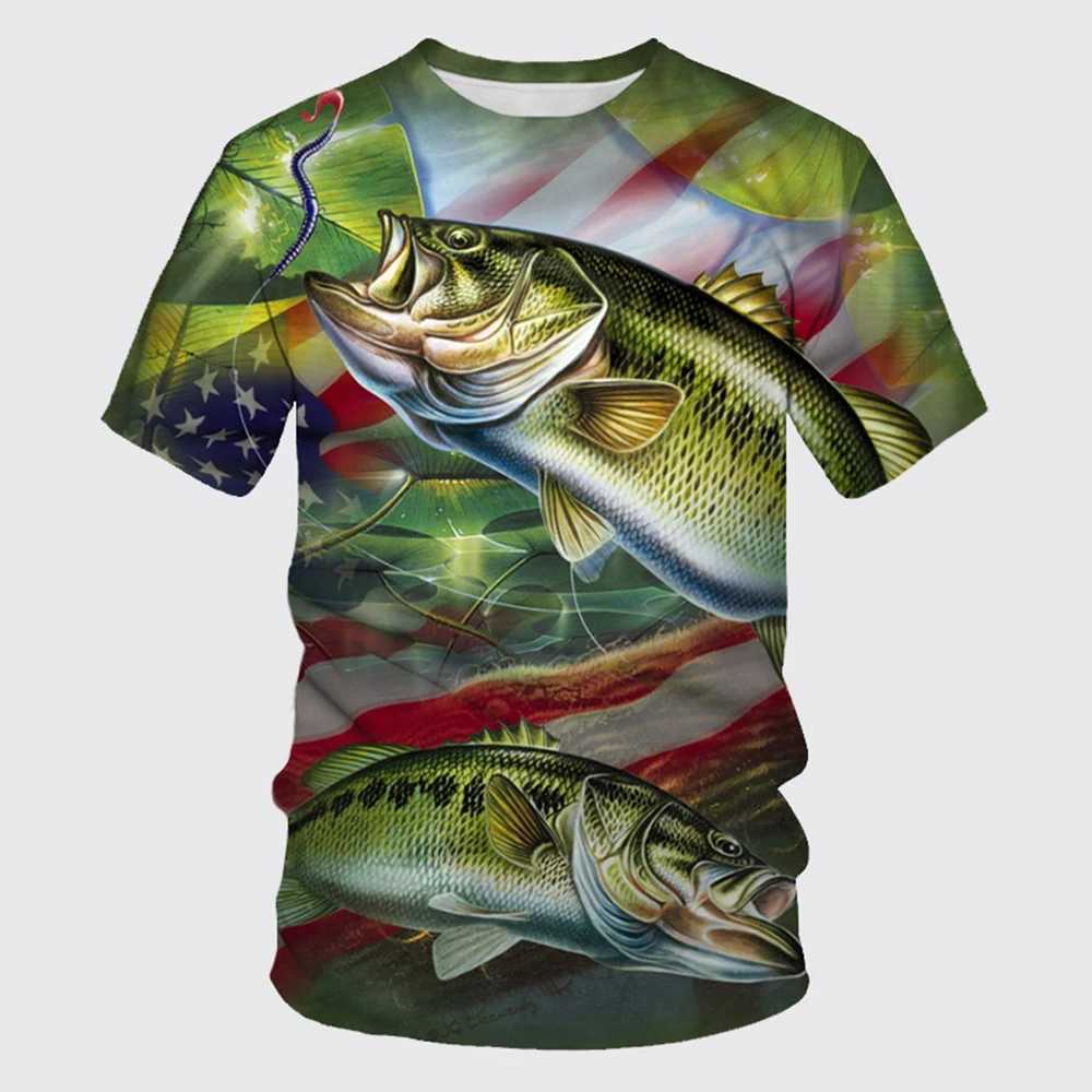 Summer Fishing Enthusiasts Print Summer Mens O-Neck T-shirt Casual Short Sleeve Oversized Pullover Fashion Trend Men ClothingXJ250117
