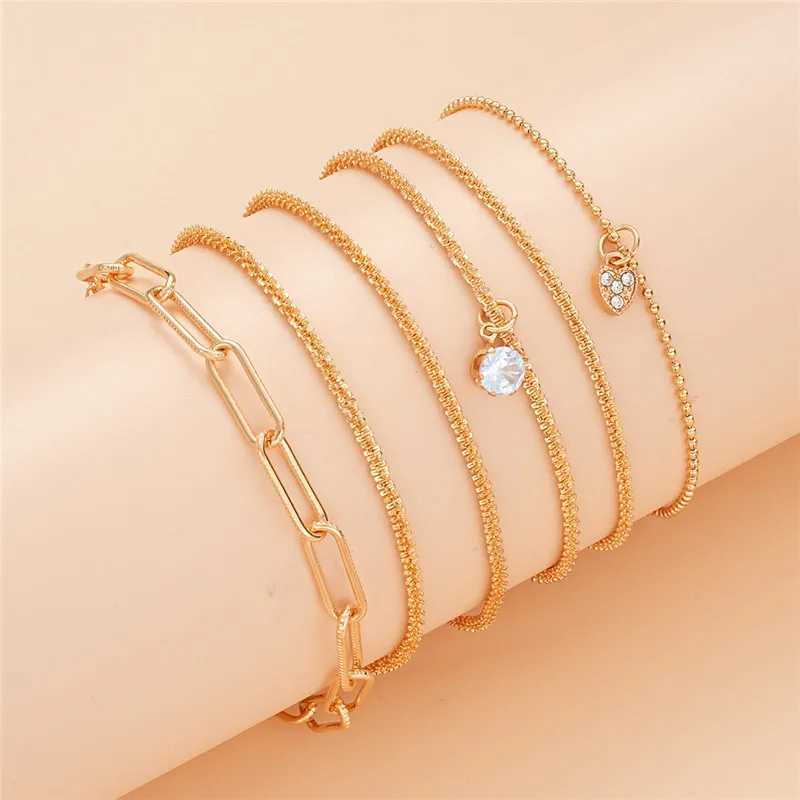 6 Pcs Fashion Silver Color Sparkling Adjustable Bracelets Set for Women Elegant Fashion Bracelet New Wedding Party Jewelry GiftsXJ250117