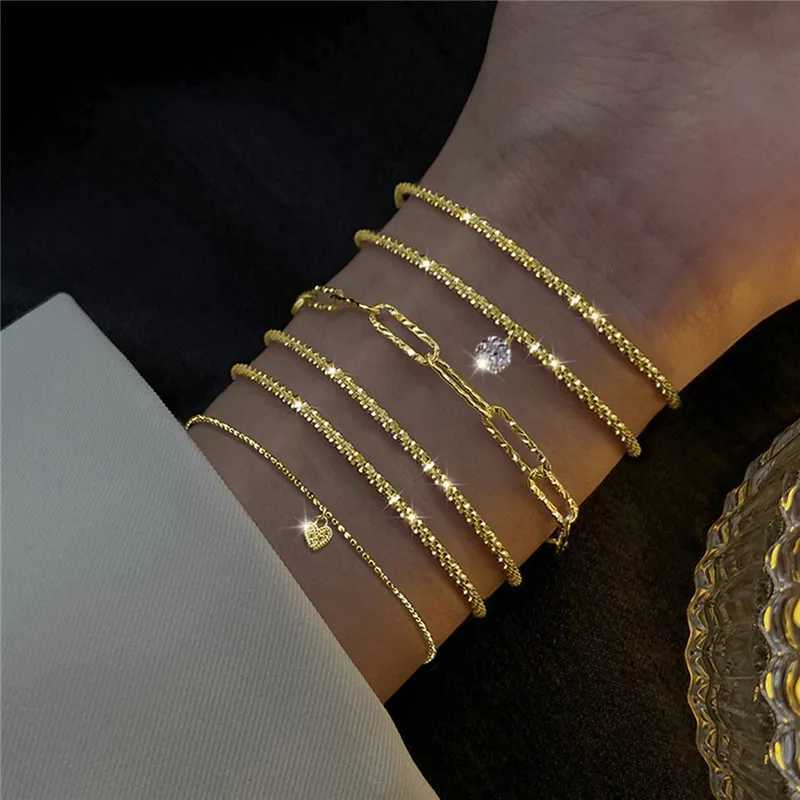 6 Pcs Fashion Silver Color Sparkling Adjustable Bracelets Set for Women Elegant Fashion Bracelet New Wedding Party Jewelry GiftsXJ250117