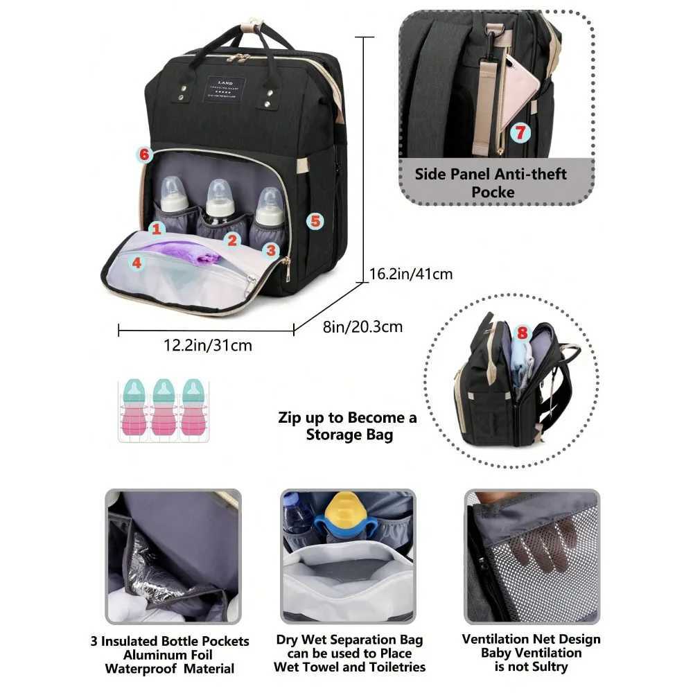 1pc Baby Diaper Bag Backpack with Changing Station Multifunction Portable Waterproof Large CapaciTravel Baby Bags for MomXJ250117