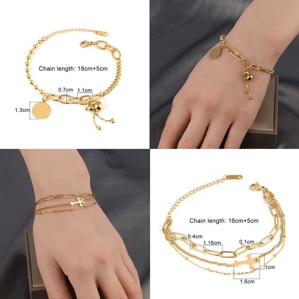 steel bracelet For Women stainless bracelets Heart Pendant Bracelets Fashion Chain Bracelets women Thick Bracelet Jewelry Gift W250116