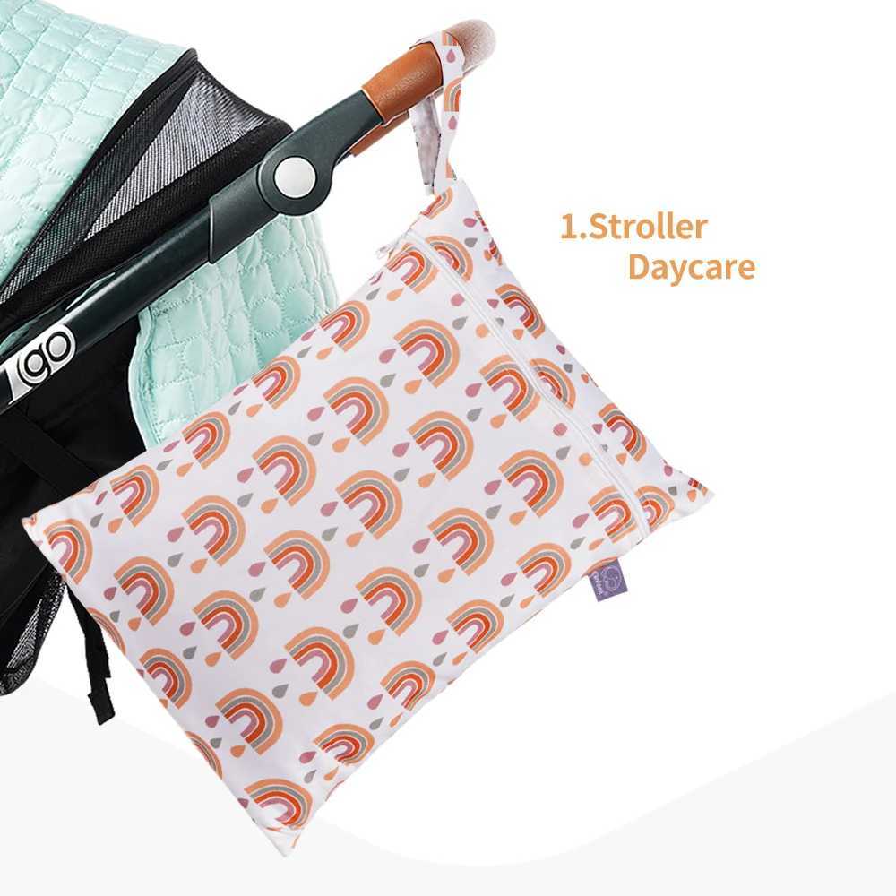 Elinfant 2PCS Washable Beach Pool Gym Bags For Swimsuits Wet Clothes Waterproof Cloth Diaper Bag Wet Dry BagXJ250117