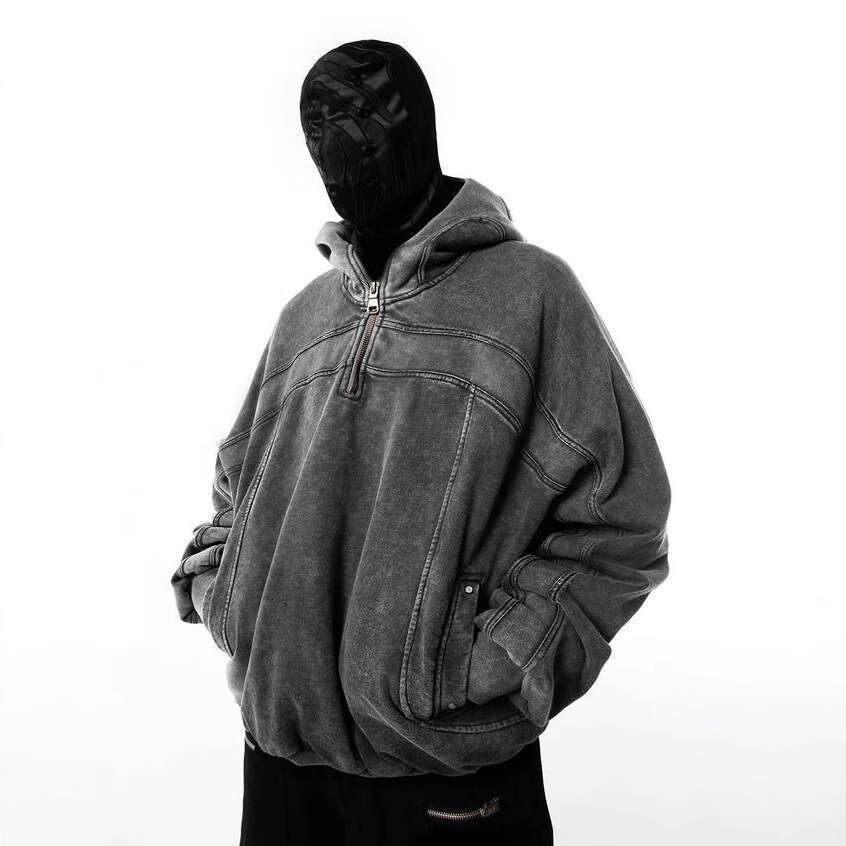 New Shoulder Ninja Full Face Zipper with Eye Hole Hoodie Long Sleeve Men's Style