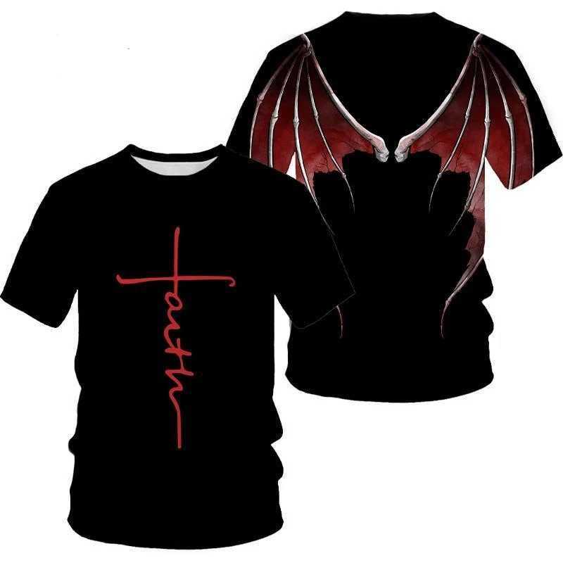 Angel Wings Cross 3D Printed T Shirt Men Women Fashion Cool and Fun Short Sleeve T ShirtXJ250117