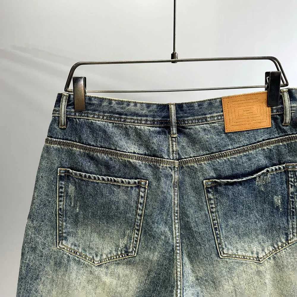 Mens Denim Shorts Y2K Retro Splicing Pattern Chic Patch Trendy Distressed Shorts Youth Vitality Classic Casual Summer Short 2024XJ250117