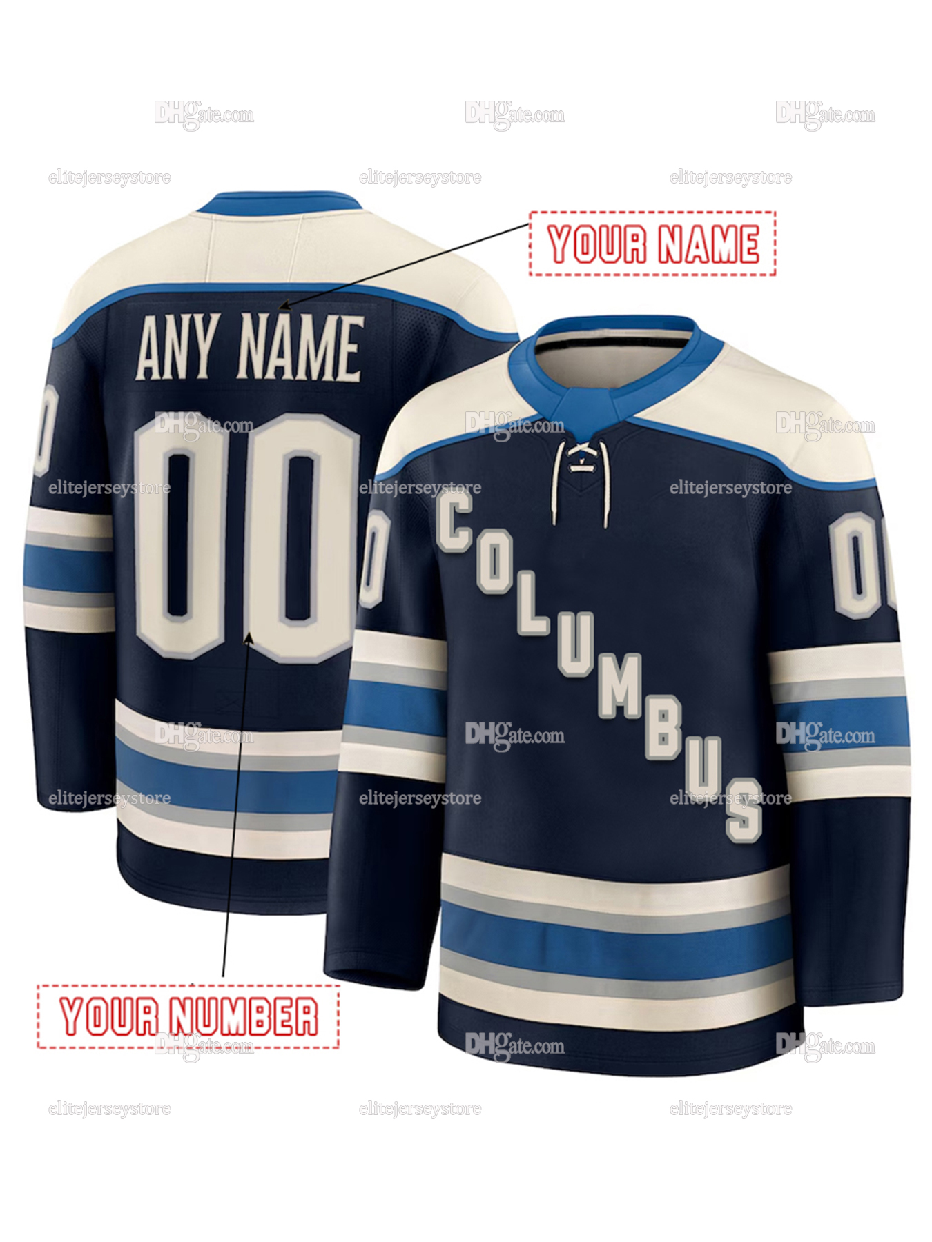 Personalized Custom 2025 Stadium Series Hockey Jersey Marchenko Werenski Fantilli Gaudreau Jenner Johnson Merzlikins Embroidered Letter Number Design