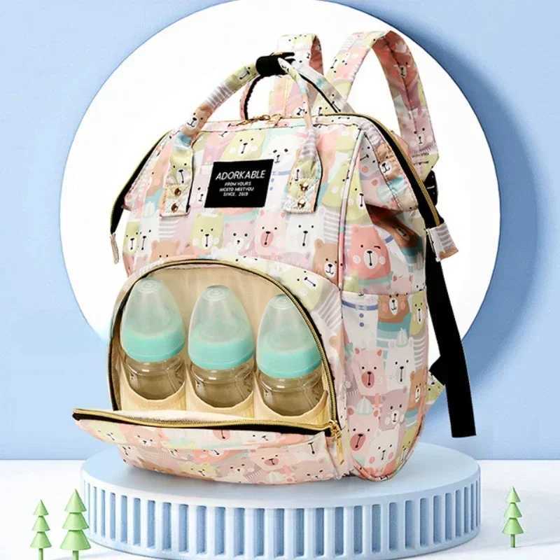 25*38CM Baby Diaper Bag Print Handbag Waterproof Reusable Diaper Bag Outdoor Travel Stroller Carrying Bag StorageXJ250117