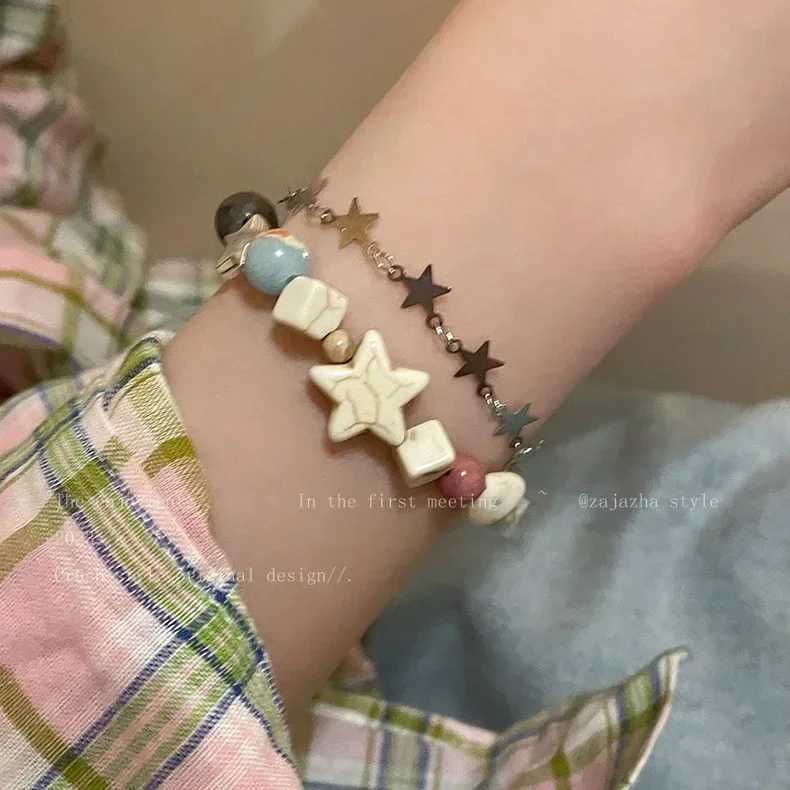 Bohemian Natural Stone Beaded Bracelet for Women Girls Handmade Star Monster Multi-layer Pendant Bracelets Bangles WristbandXJ250117