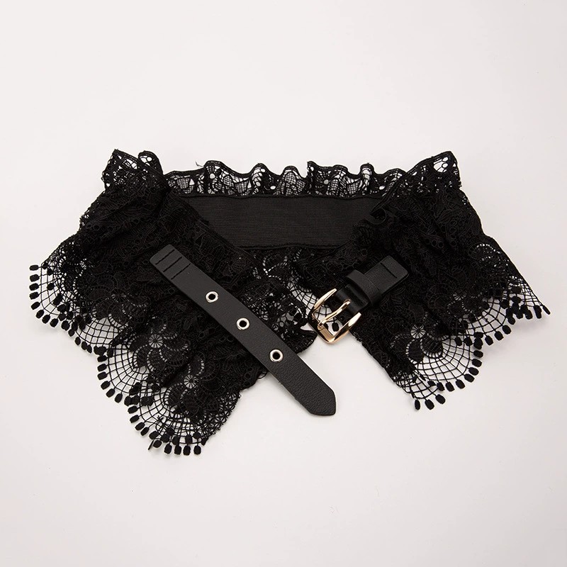 New fashion lace waistband elasticity outside wear wide waist outwear dress shirt net red with the gods