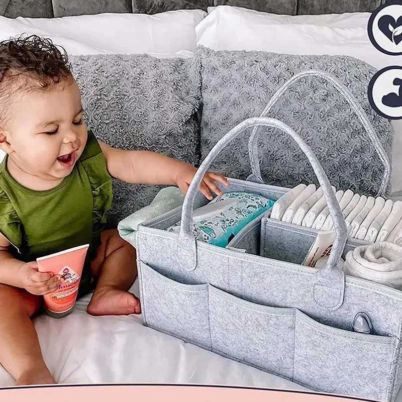 Light Newborn Baby Felt Diaper Storage Bag Multifunctional Split Veo Diaper Large Capaci Folding Mommy Bag for 0-24 MonthsXJ250117