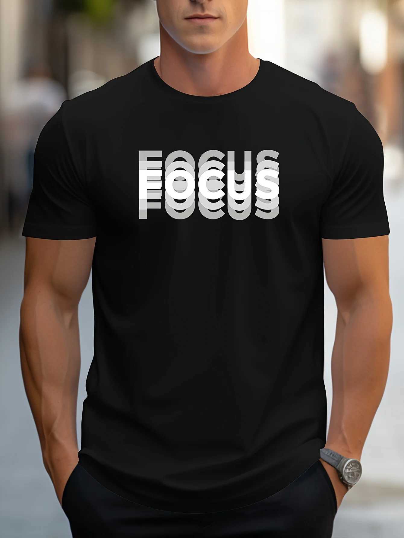 Mens 100 cotton summer fashionable casual loose plus size Focus print sports slim fit round neck short sleeved T-shirt topXJ250117