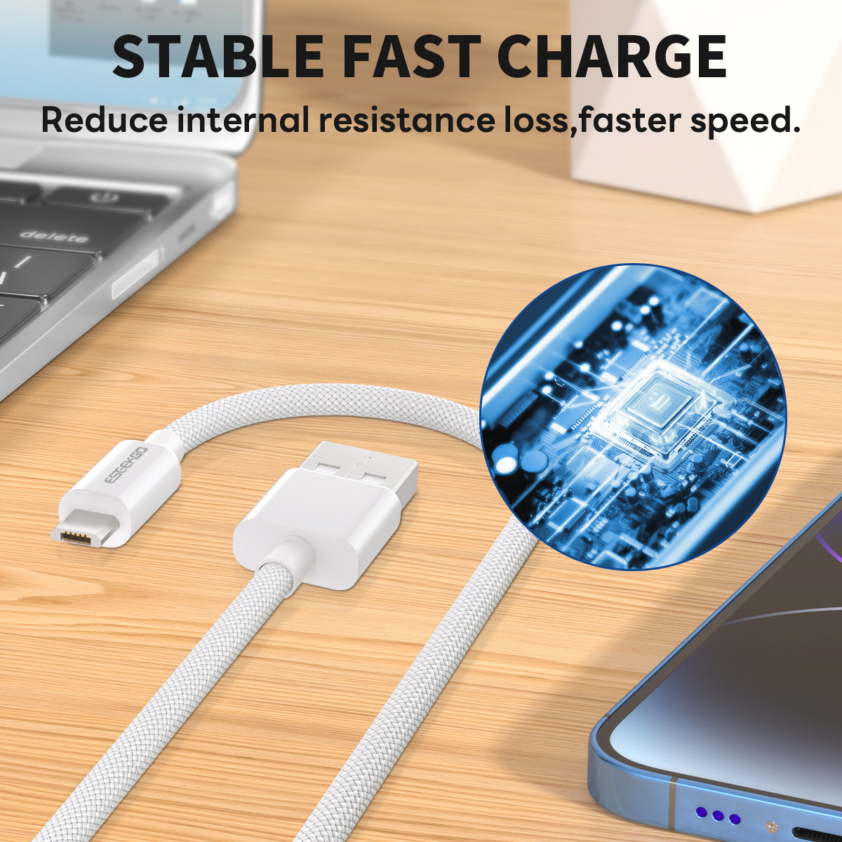 Nylon braided Data Cable For Apple iPhone 15 14 13 12 Quick Charging USB To Micro Data Cable With retail packaging
