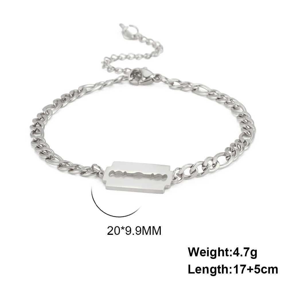 My Shape Punk Razor Blade Stainless Steel Bracelets For Men Women Shaving Blade Bracelet Bangle Figaro Chain Fashion Jewelry W250116