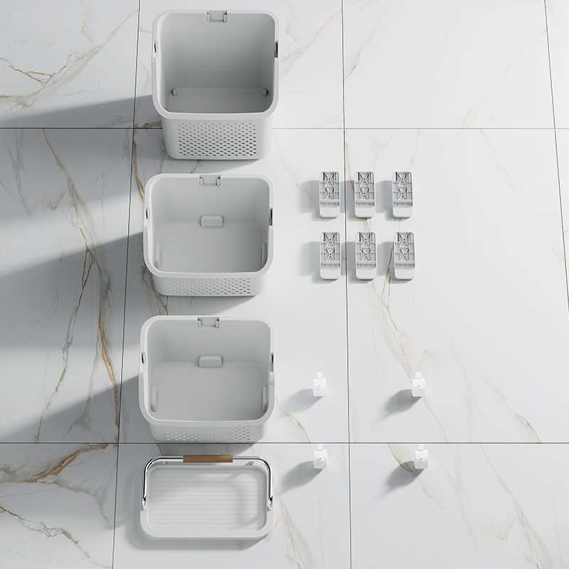 Compact Household Cleaning Bin with Integrated Holder - Enhanced Storage Efficiency for Washing Essentials