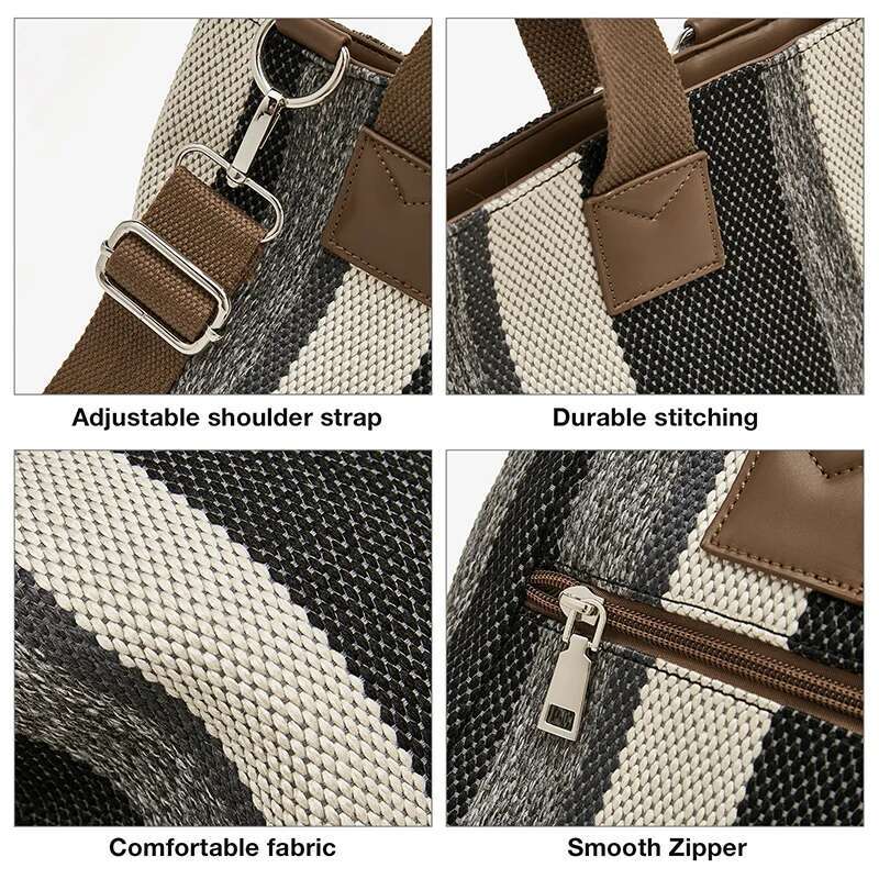 FOXER Women Casual Outdoor Fabric Handbag Lady Commuter Large Capacity Travel Shoulder Crossbody Bag Fashion Light Shopper Totes