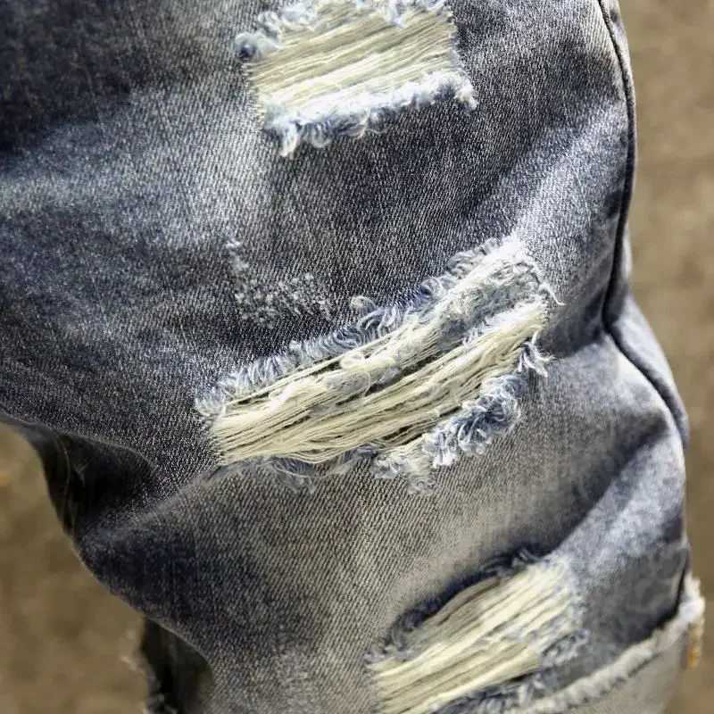 Mens Short Jeans Pants with Pockets Selvedge Male Denim Shorts Ripped Jorts Streetwear Y2k Fashion New in Buttons Korean Cut XlXJ250117