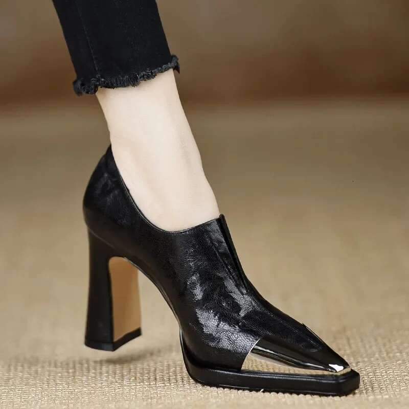 Women High Heel Loafers Pointed Toe Sexy Shoes Retro Fad Designer New Brand Sandals Hot Sale atillas De Mujer