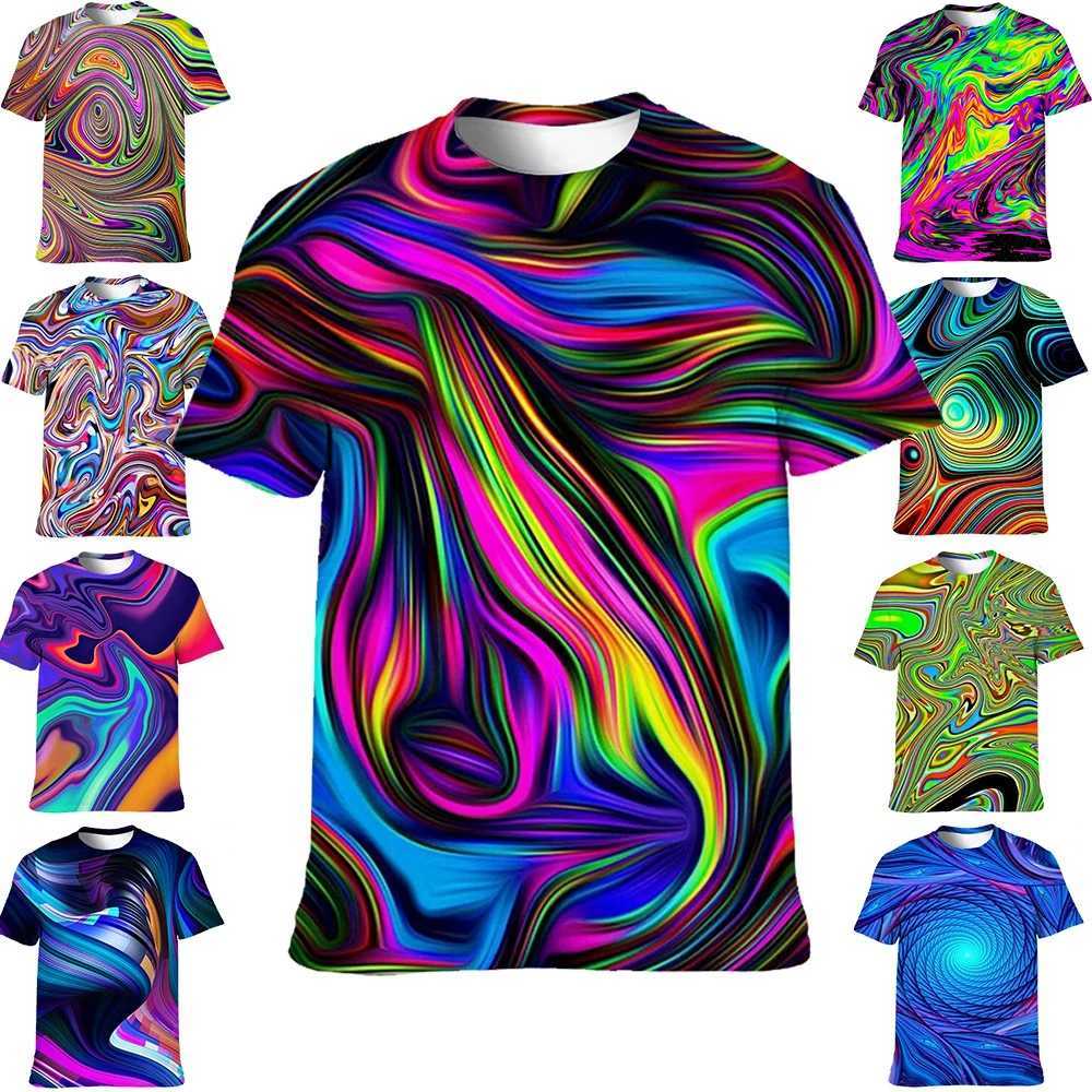 Colorful T-Shirts for Men 3D Printed Neon Abstract Tee Shirt Short SleeveXJ250117