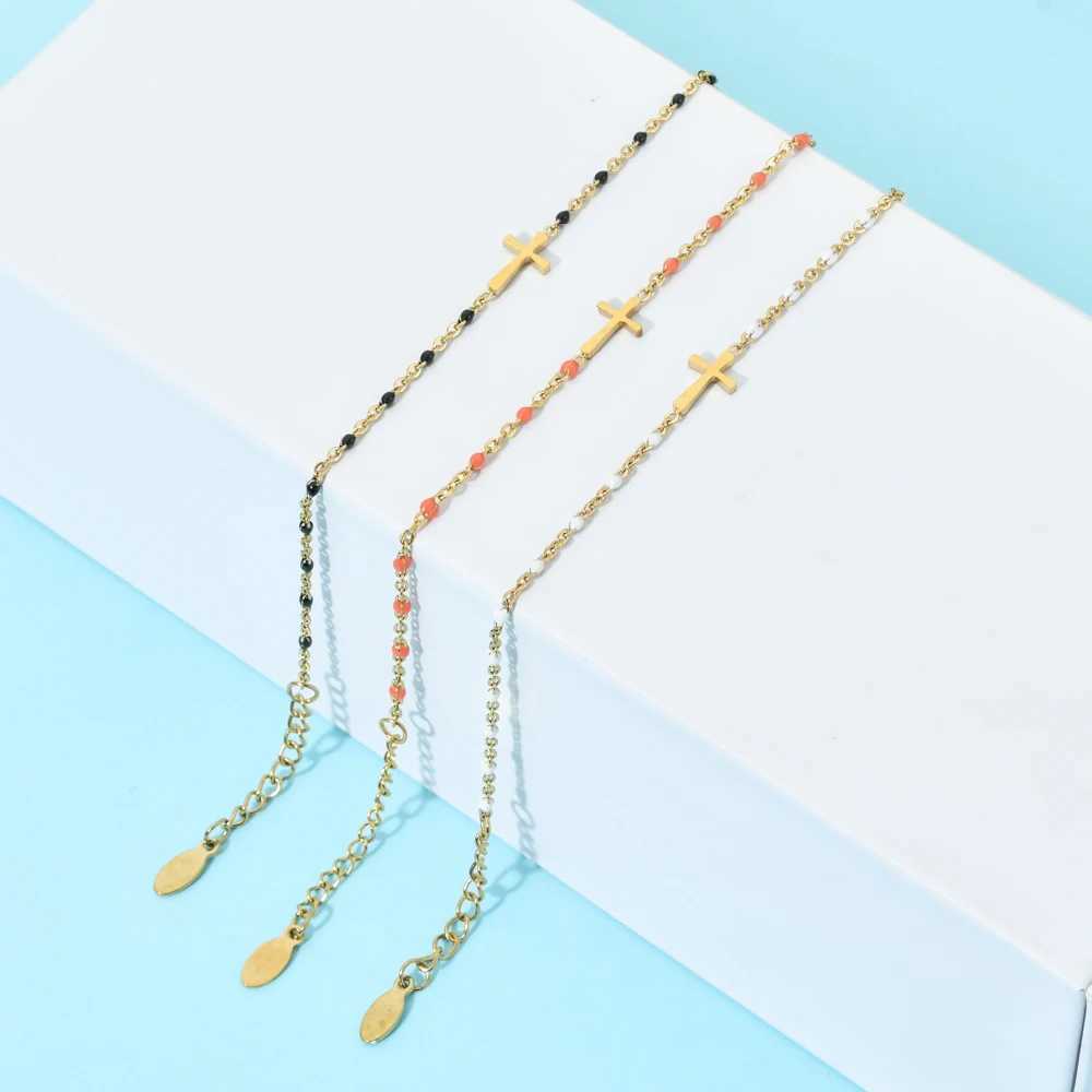 ZMZY Bohemian Thin Fashion Chain Jesus Christian Stainless Steel Bracelet Womens Gold Charm Cross Bracelet Womens Jewelry W250121