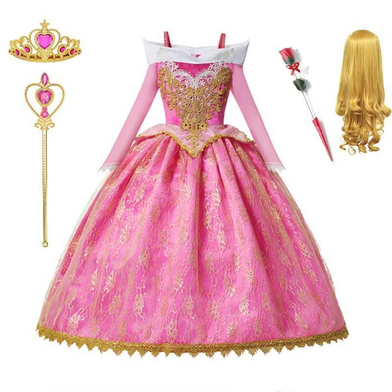 Girls Sleeping Beau Aurora Cosplay Princess Dress Kids Rapunzel Elsa Cinderella Costume Par Clothing 2-10Years Z250117